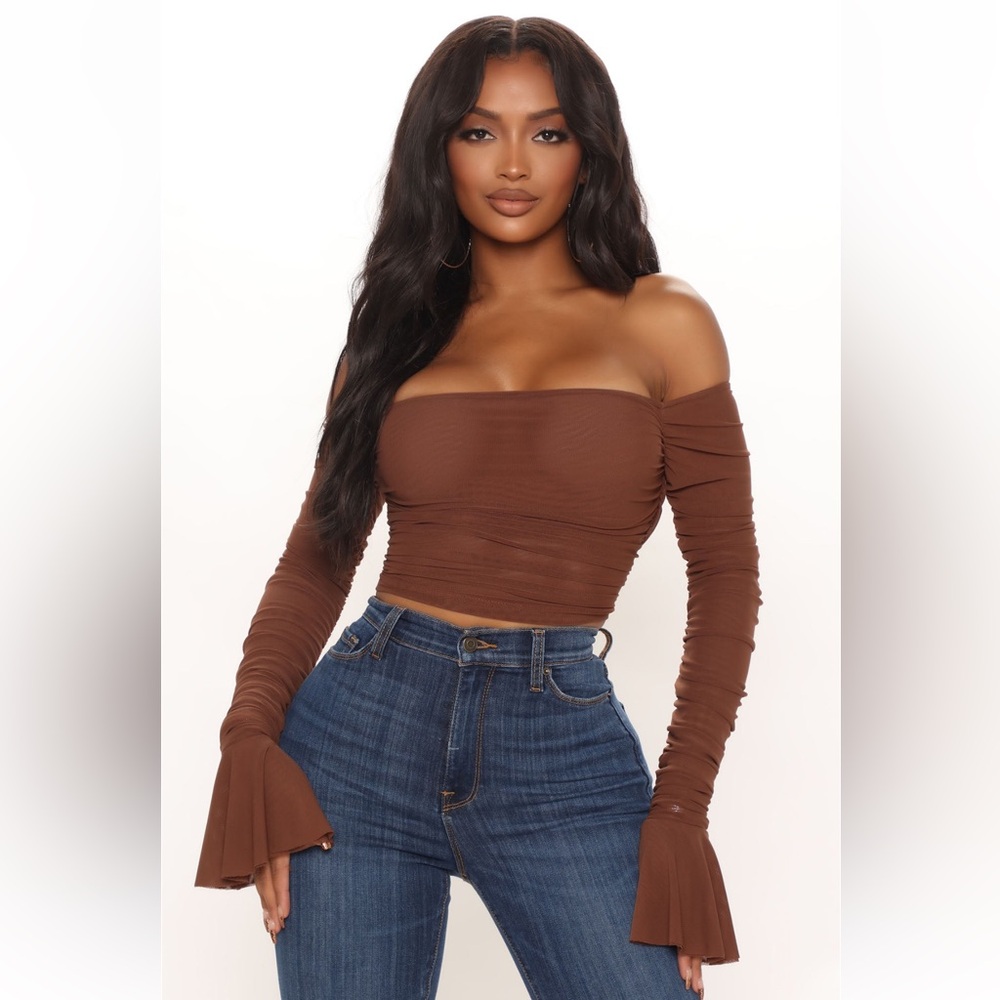 Brown off the Shoulder Top